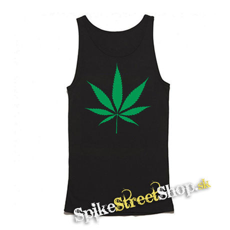 MARIHUANA - Green Leaf - Mens Vest Tank Top - čierne tielko