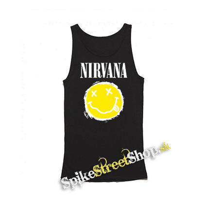 NIRVANA - Yellow Black Smile - Mens Vest Tank Top - čierne tielko