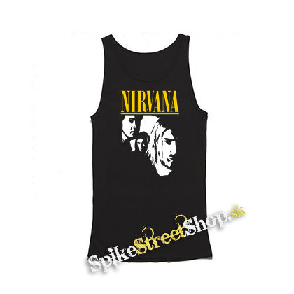 NIRVANA - Yellow Logo Band - Mens Vest Tank Top - čierne tielko
