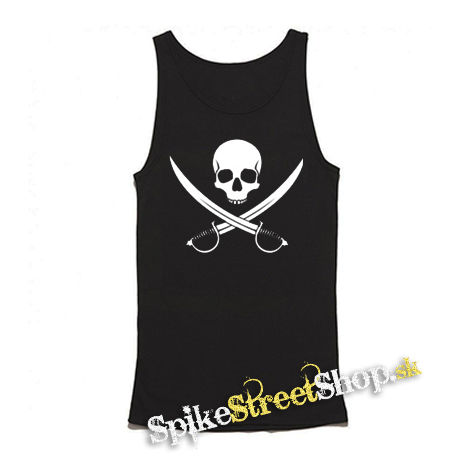 PIRATE SKULL - Mens Vest Tank Top - čierne tielko