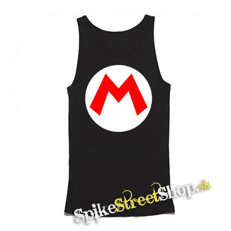 SUPER MARIO - Red Logo Crest - Mens Vest Tank Top - čierne tielko