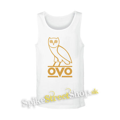DRAKE - Gold OVO Logo - biele pánske tielko