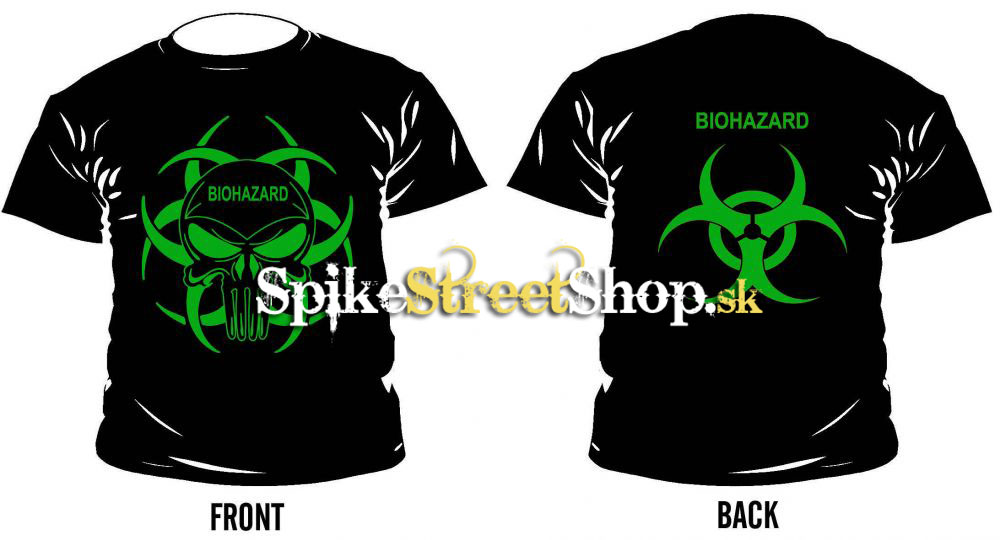 BIOHAZARD - Green Skull - čierne pánske tričko