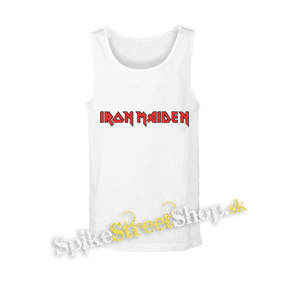 IRON MAIDEN - Logo Red White - biele pánske tielko