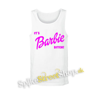 ITS BARBIE BITCH - Logo Ruzove - biele pánske tielko