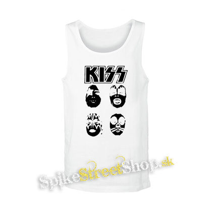 KISS - Band Four Faces - biele pánske tielko