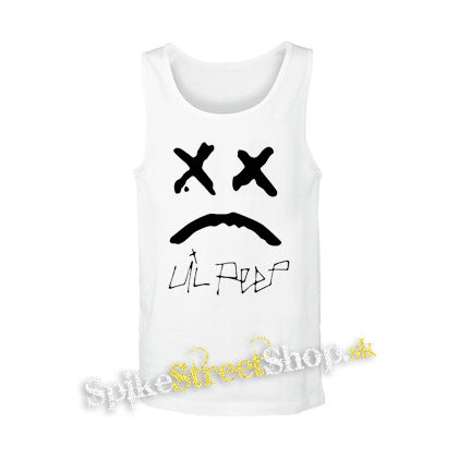 LIL PEEP - Sad Face And Logo - biele pánske tielko