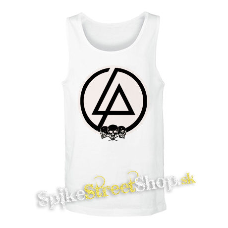 LINKIN PARK - Brown Logo And Skulls - biele pánske tielko
