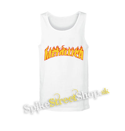 METALLICA - Thrasher Logo Flame - biele pánske tielko