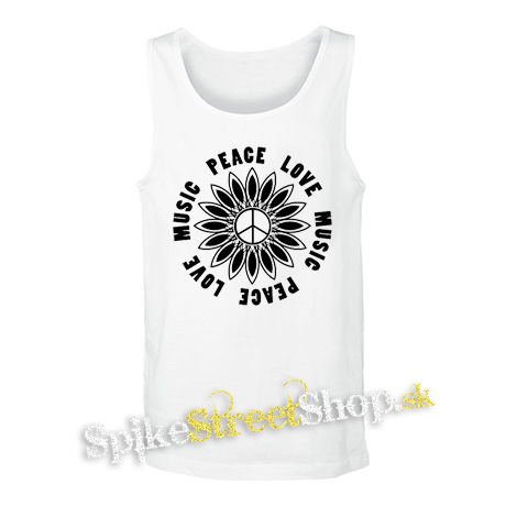 PEACE LOVE MUSIC - biele pánske tielko