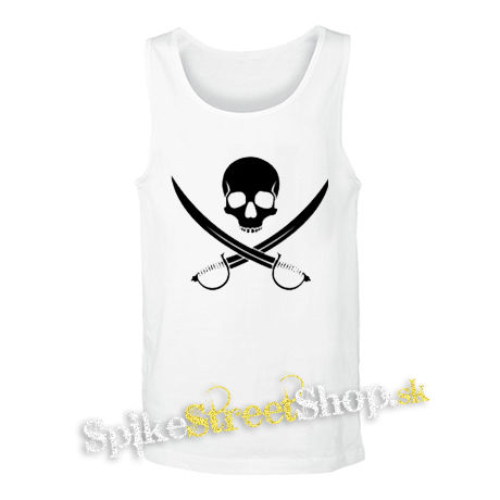 PIRATE SKULL - biele pánske tielko