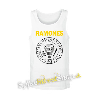 RAMONES - Yellow Logo White Symbol - biele pánske tielko