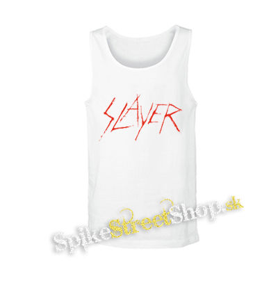 SLAYER - Red Logo Vintage - biele pánske tielko
