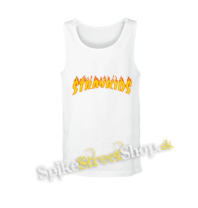 STRAY KIDS - Thrasher Logo Flame - biele pánske tielko