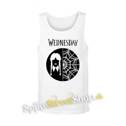 WEDNESDAY - Addams Braids & Spiderweb Motive - biele pánske tielko