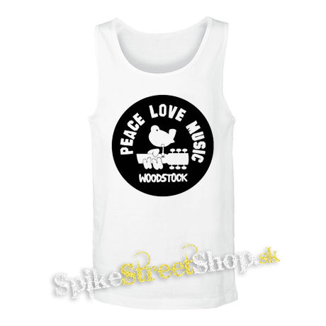 WOODSTOCK - Peace Love Music - biele pánske tielko