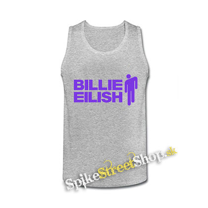BILLIE EILISH - Logo And Stickman - šedé pánske tielko