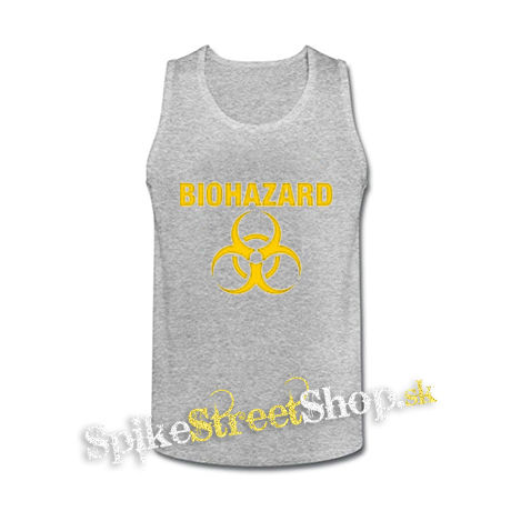 BIOHAZARD - Yellow Logo Crest - šedé pánske tielko