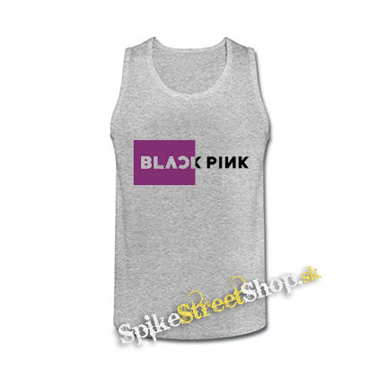 BLACKPINK - Pink Square Crest B&W - šedé pánske tielko