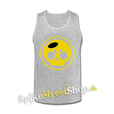BRAWL STARS - Yellow Skull - šedé pánske tielko