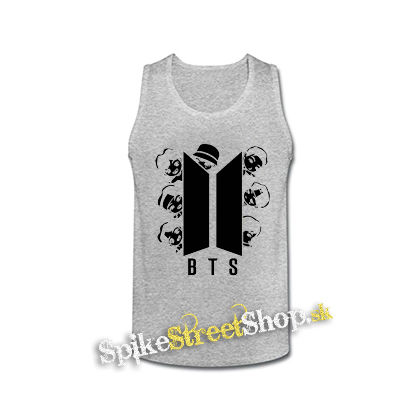 BTS - BANGTAN BOYS - Cartoon Band - šedé pánske tielko