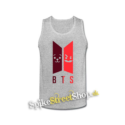 BTS - Emoji BT21 Logo COLOUR - šedé pánske tielko
