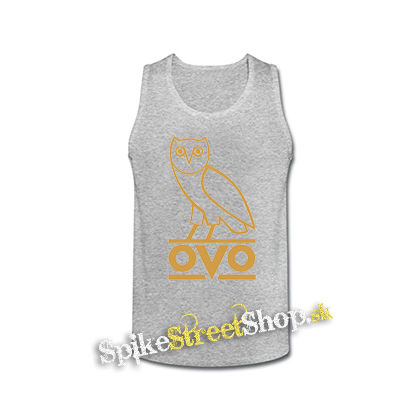DRAKE - Gold OVO Logo - šedé pánske tielko