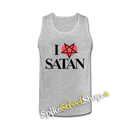 I LOVE SATAN - Pentagram Heart - šedé pánske tielko