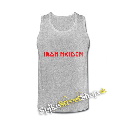 IRON MAIDEN - Red Logo - šedé pánske tielko