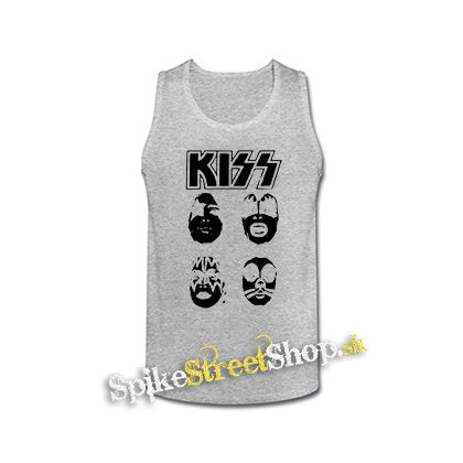 KISS - Band Four Faces - šedé pánske tielko