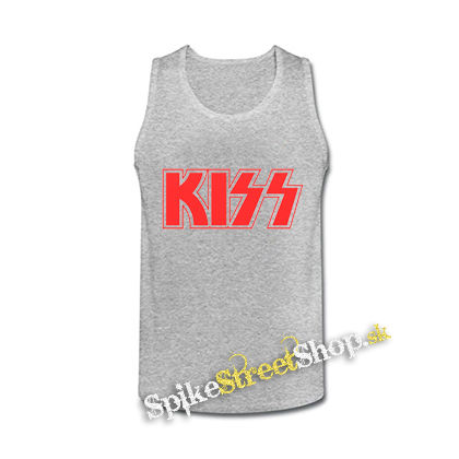 KISS - Red Logo - šedé pánske tielko