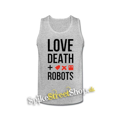 LOVE DEATH ROBOTS - Logo And Crest - šedé pánske tielko