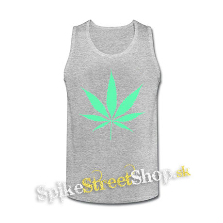 MARIHUANA - Green Leaf - šedé pánske tielko