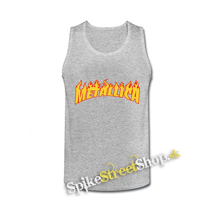 METALLICA - Thrasher Logo Flame - šedé pánske tielko