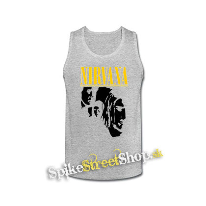 NIRVANA - Yellow Logo Band - šedé pánske tielko