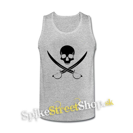 PIRATE SKULL - šedé pánske tielko