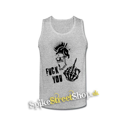PUNK SKULL - Fuck You - šedé pánske tielko