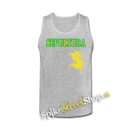 SEPULTURA - Brasil Flag Logo - šedé pánske tielko