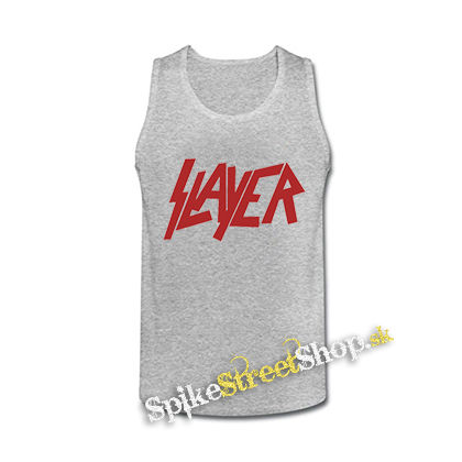 SLAYER - Red Logo - šedé pánske tielko