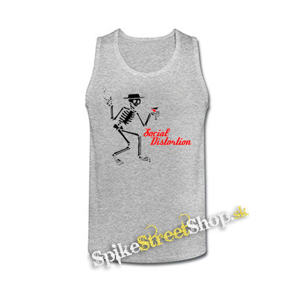 SOCIAL DISTORTION - Skeleton & Logo - šedé pánske tielko