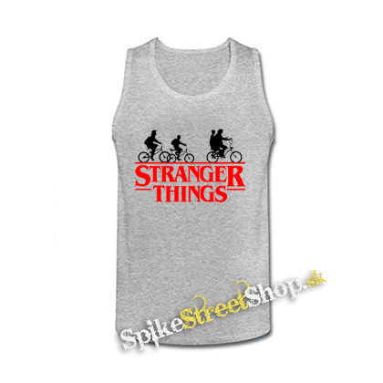 STRANGER THINGS - Bicycle Gang - šedé pánske tielko