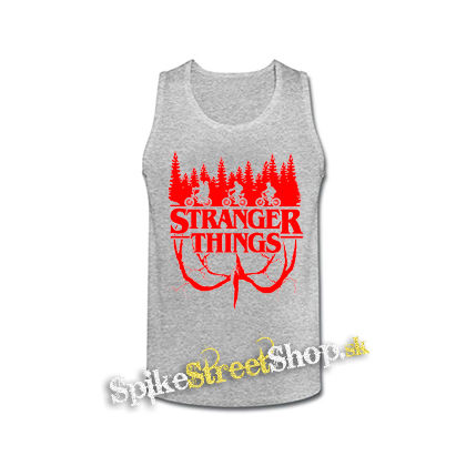 STRANGER THINGS - Logo Flip - šedé pánske tielko