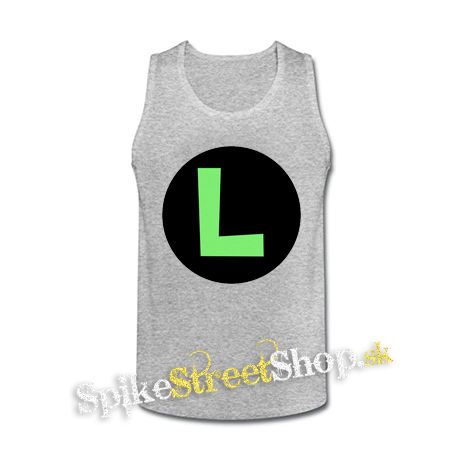 SUPER MARIO - Green Luigi Logo - šedé pánske tielko