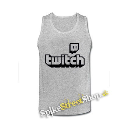 TWITCH - White Logo Sign - šedé pánske tielko