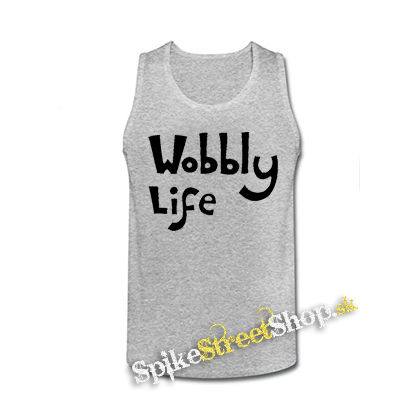 WOBBLY LIFE - Logo White - šedé pánske tielko