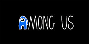 AMONG US - Blue White Logo - široká chrbtová nášivka s rozmerom 33 x 15 cm