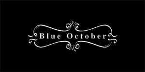 BLUE OCTOBER - Logo - široká chrbtová nášivka s rozmerom 33 x 15 cm