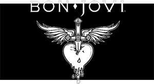 BON JOVI - Heart - široká chrbtová nášivka s rozmerom 33 x 15 cm