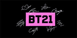 BT21 - Logo Signature - široká chrbtová nášivka s rozmerom 33 x 15 cm