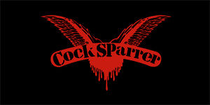 COCK SPARRER - Red Logo - široká chrbtová nášivka s rozmerom 33 x 15 cm